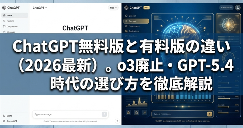 ChatGPT無料版と有料版の違い（2026最新）。o3廃止・GPT-5.4時代の選び方を徹底解説