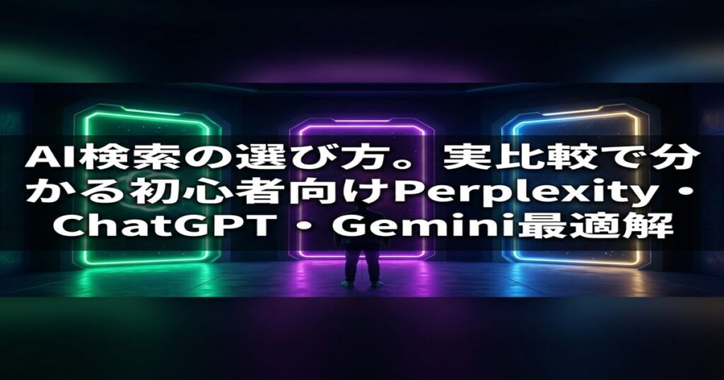 AI検索選びで迷っている初心者向け。Perplexity、ChatGPT、Geminの違いと料金を比較。判断フロー図で自分に最適なAI検索が見つかります。