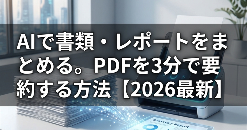 AIでPDFを3分要約！2026年最新おすすめツールと仕事術を徹底解説