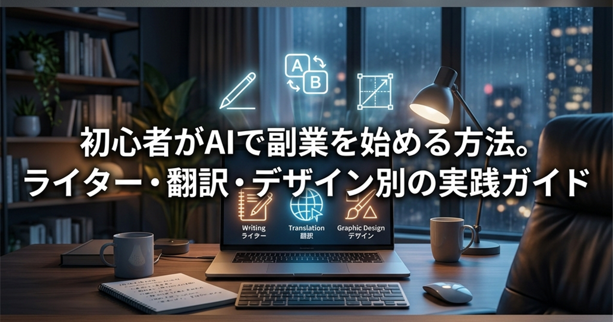 初心者がAIで副業を始める方法。ライター・翻訳・デザイン別の実践ガイド